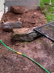 Rock bed rebuilt, before